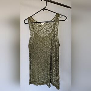 J. Crew Olive Lace Tank Top